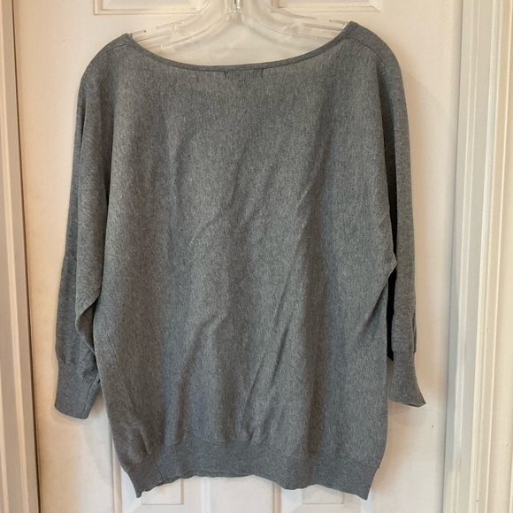 Forever 21 Heather Grey Sweater, 100% Cotton, 3/4 Sleeves w/ Ribbed Bands, Sz S - Picture 7 of 9